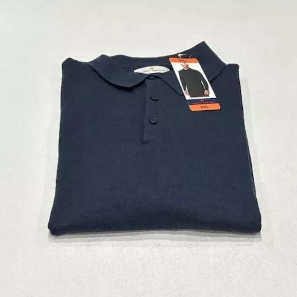 Modern Ambition Men's Responsible Wool Cotton Blend Shirt Sweater, Blue, XXL